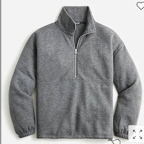 J.Crew Women’s Grey Terry Half-Zip Pointelle Pullover Sweatshirt Size S - Picture 1 of 5
